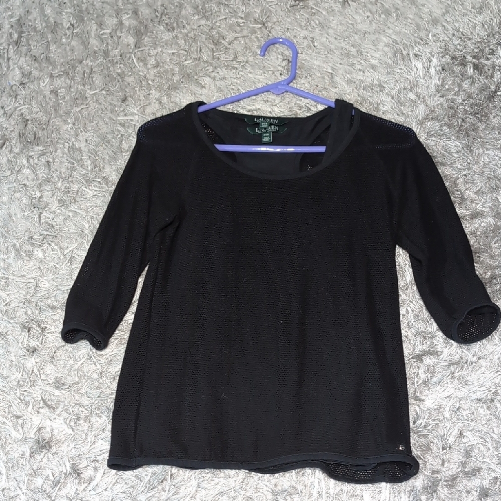 Ralph Lauren Black Mesh Detail Top